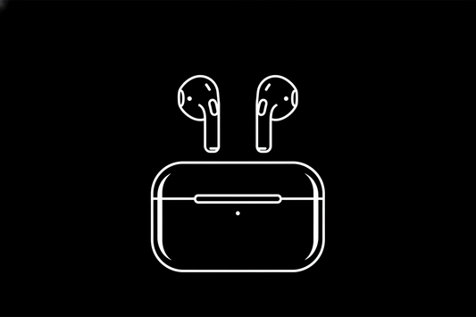 air pods black and white icon with black backround 