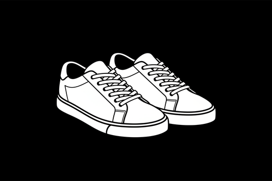 black and white shoes icon with black backround 